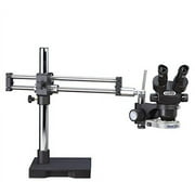 Luxo 23726RB-ESD System 273RB-LED-ESD Safe Binocular Stereo-Zoom Microscope with Roller Bearing Stand, LED-3000 Ring Light, 23 mm