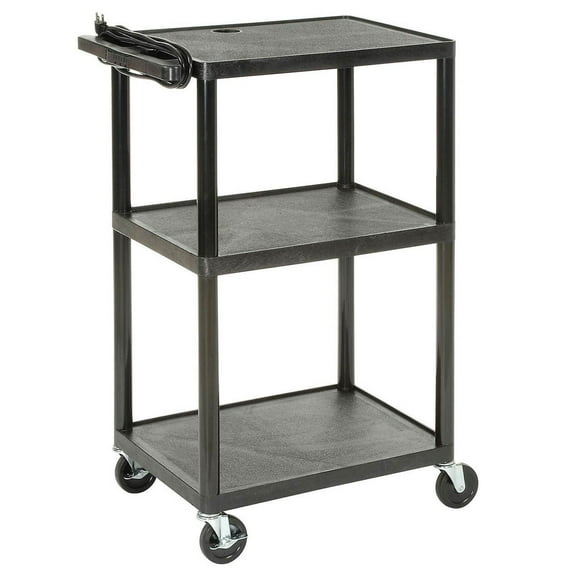Plastic Audio Visual & Instrument Cart 32 X 24 X 54 Three Shelves