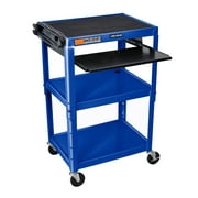Luxor Leader 18" x 24" Adjustable Height Metal Utility Cart with Pull Out Shelf - Royal Blue