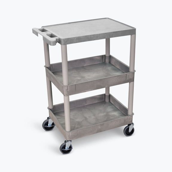 LUXOR STC211-G Flat Top and Tub Middle/Bottom Shelf Cart
