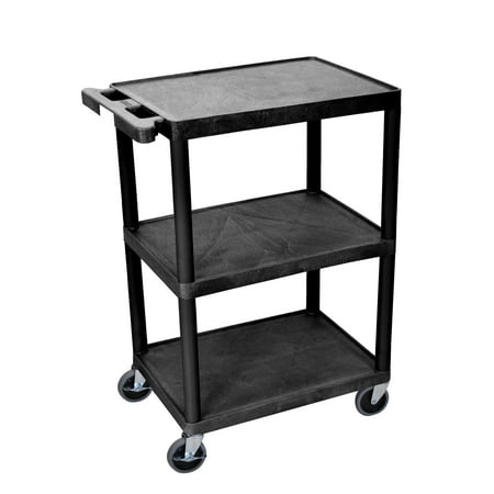 Luxor 18" x 24" Three Shelf Flat Utility Cart - Black
