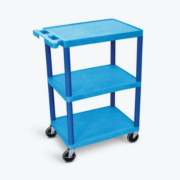 Luxor 18" x 24" Three Shelf Flat Utility Cart - Blue