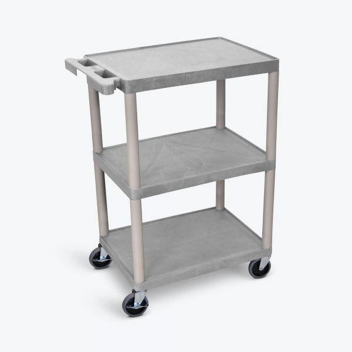 Gray 3-Shelf High-Density Plastic Utility Cart