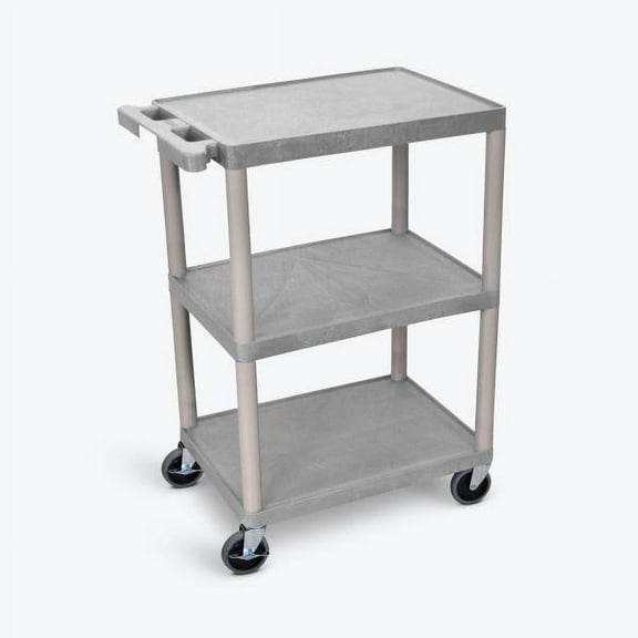 Luxor 18" x 24" Three Shelf Flat Utility Cart - Gray