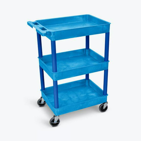Luxor 18" x 24" Three Shelf Tub Utility Cart - Blue
