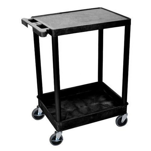 Luxor 18" x 24" Two Shelf Combination Flat/Tub Utility Cart - Black