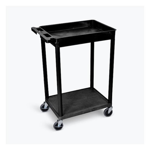 Luxor 18" x 24" Two Shelf Combination Tub/Flat Utility Cart - Black