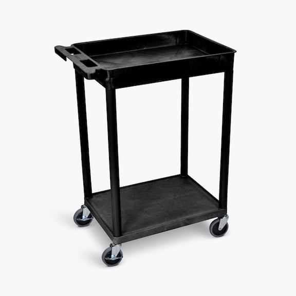 Luxor 18" x 24" Two Shelf Combination Tub/Flat Utility Cart - Black