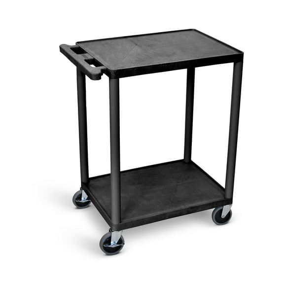 Luxor 18" x 24" Two Shelf Flat Utility Cart - Black