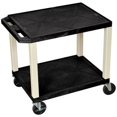 thumbnail image 1 of Luxor 18" x 24" x 26" Tuffy Two Shelf Flat Utility Cart With Electrical - Black With Nickel Legs, 1 of 1