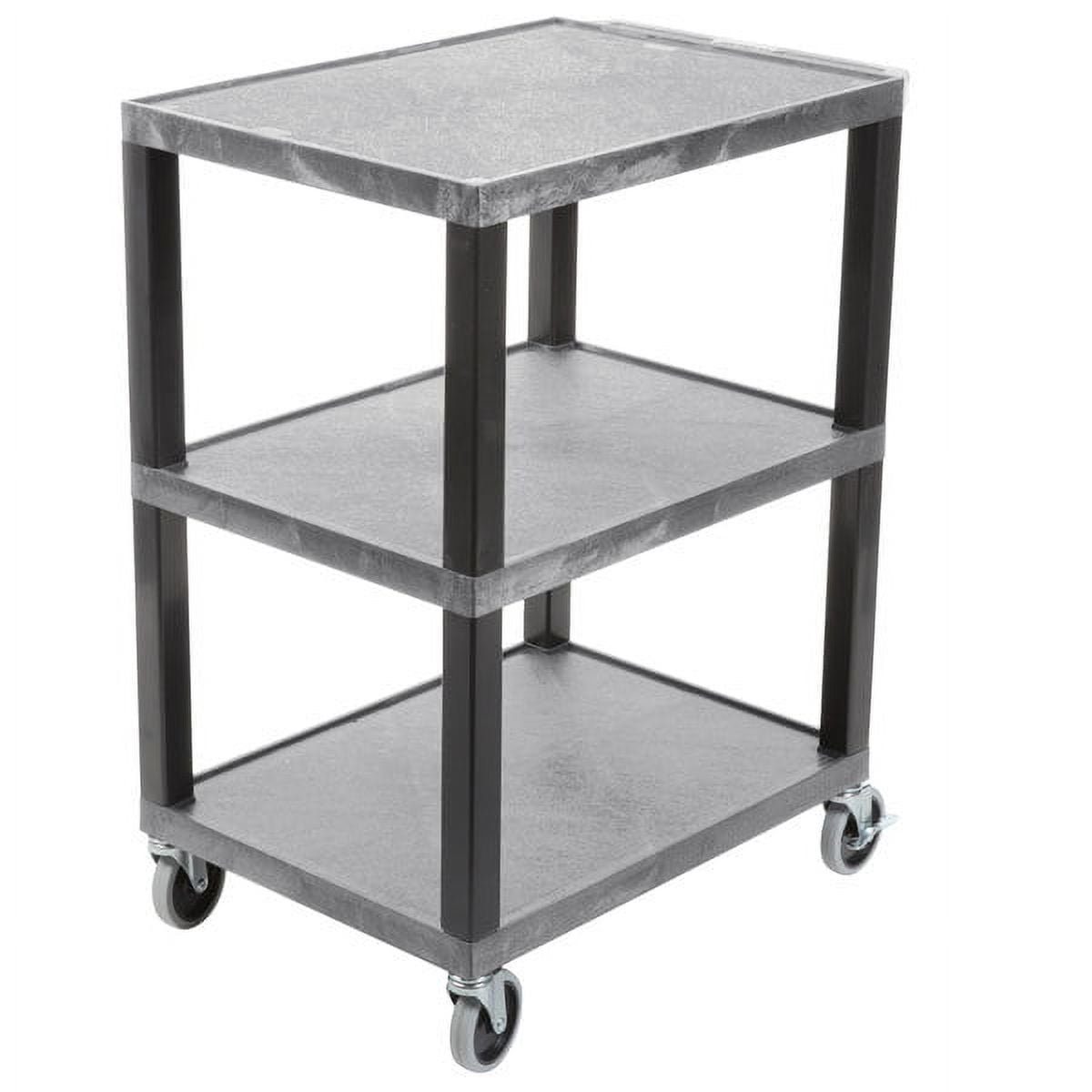 Red and Black Thermoplastic 3-Shelf Utility Cart