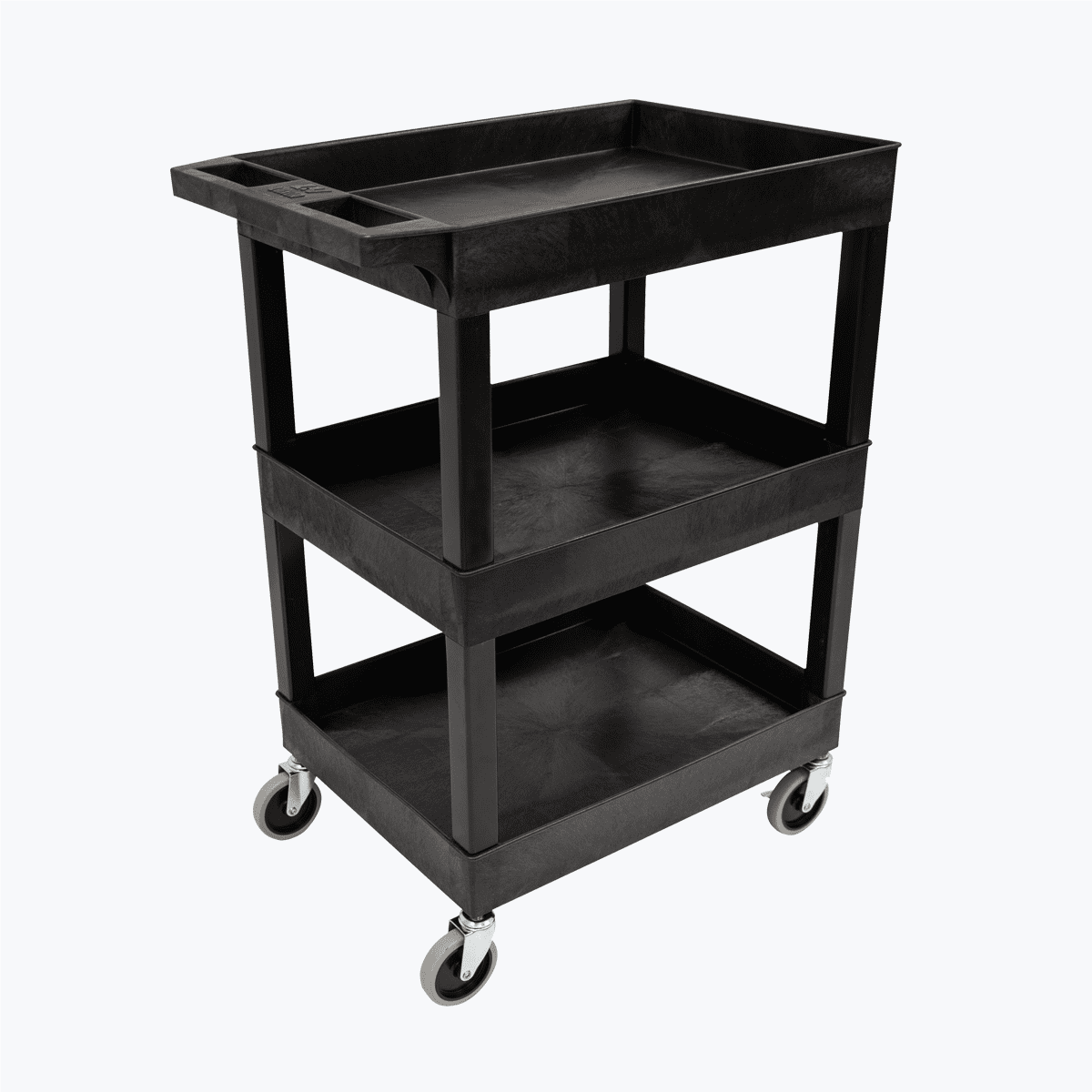 24X18 PLASTIC UTLITY TUB CART- THREE SHELF BLACK