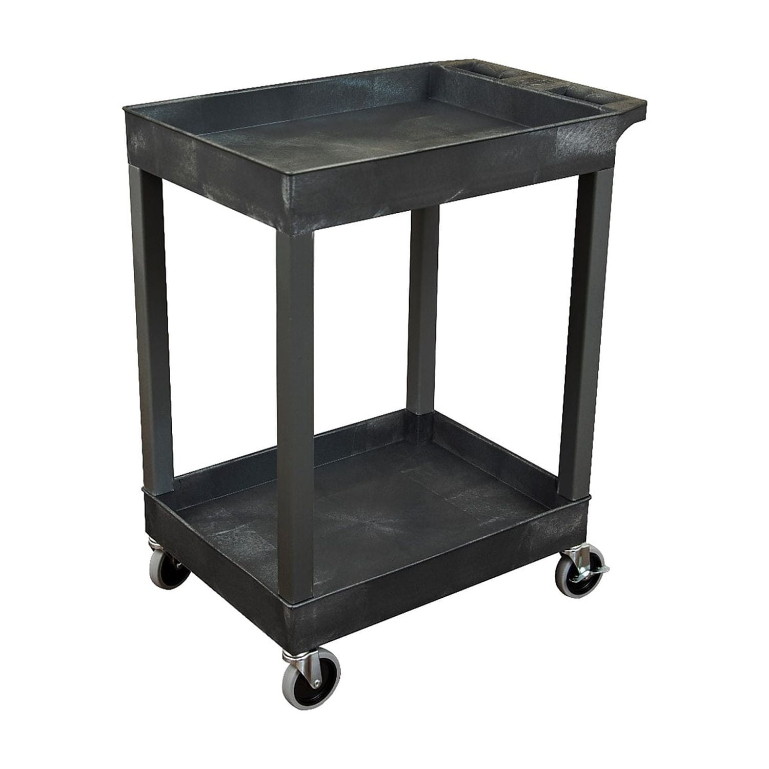 Black Heavy-Duty Two-Shelf Utility Cart with Casters