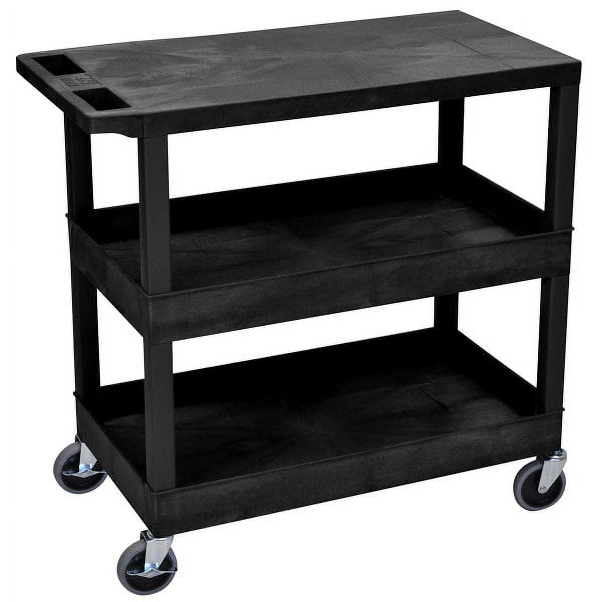 Black High-Density Polyethylene 3-Shelf Utility Cart