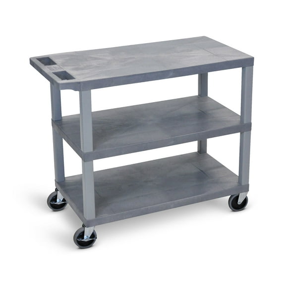 Luxor 18" x 32" Three Shelf Flat Utility Cart - Gray