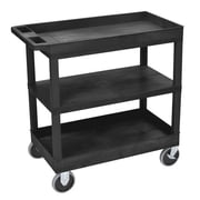 Luxor 18 x 32 Three Shelf Heavy Combination Tub/Flat/Tub Utility Cart - Black