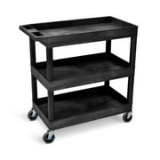 Luxor 18" x 32" Three Shelf Tub Utility Cart - Black