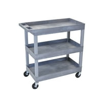 Luxor 18" x 32" Three Shelf Tub Utility Cart - Gray