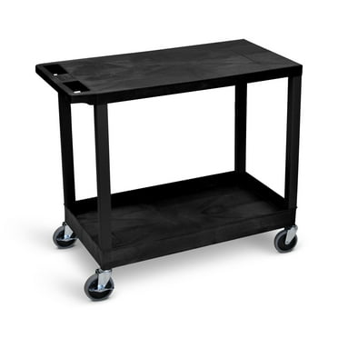 Luxor 18" x 32" Two Shelf Combination Flat/Tub Utility Cart - Black