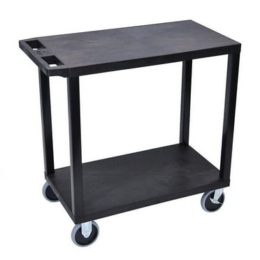 Luxor 18" x 32" Two Shelf Heavy Duty Flat Utility Cart - Black