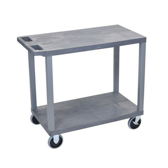 Luxor 18" x 32" Two Shelf Heavy Duty Flat Utility Cart - Gray