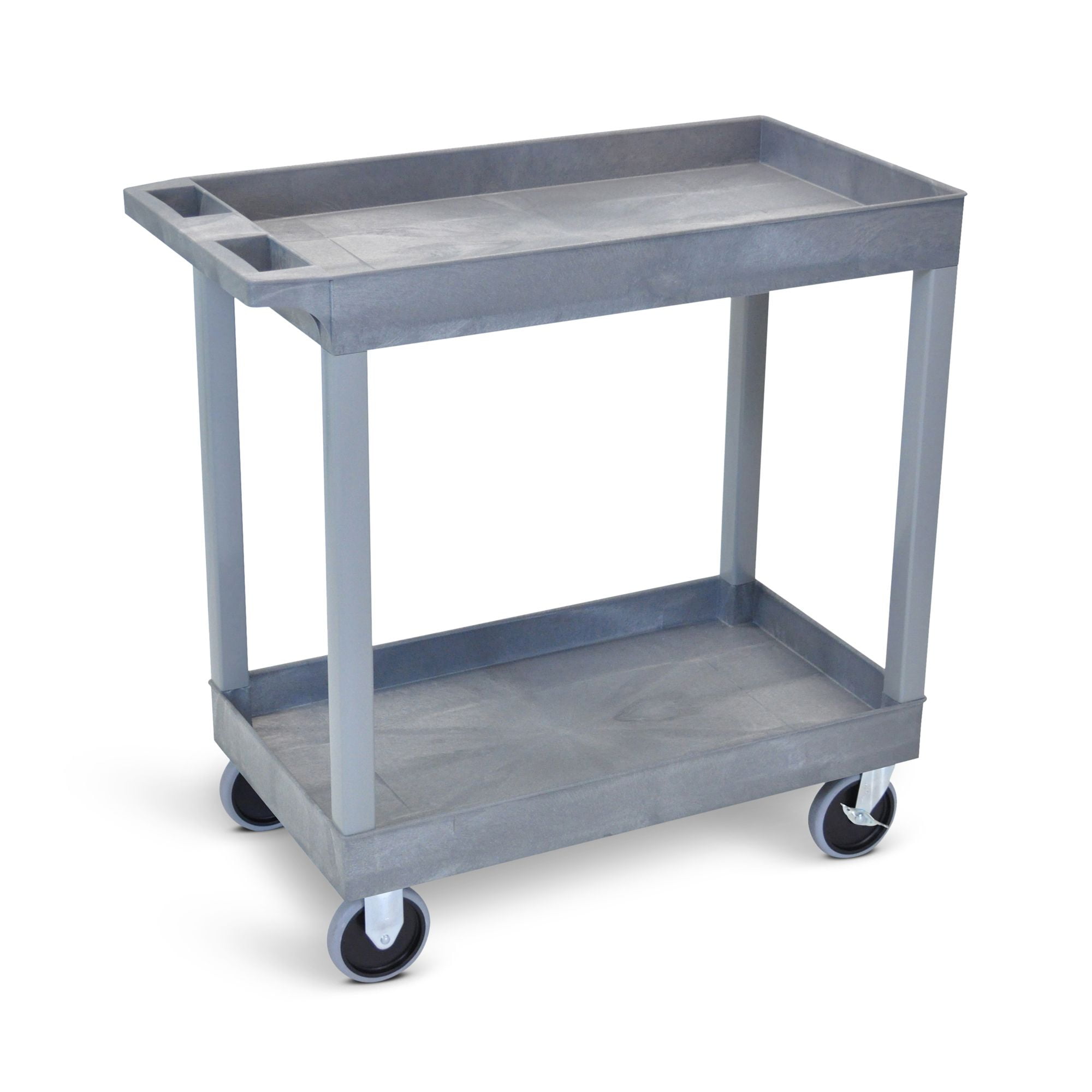 Gray Heavy Duty Thermoplastic Resin Utility Cart with Two Shelves