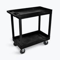 Luxor 18" x 32" Two Shelf Tub Utility Cart With Semi-Pneumatic Casters - Black
