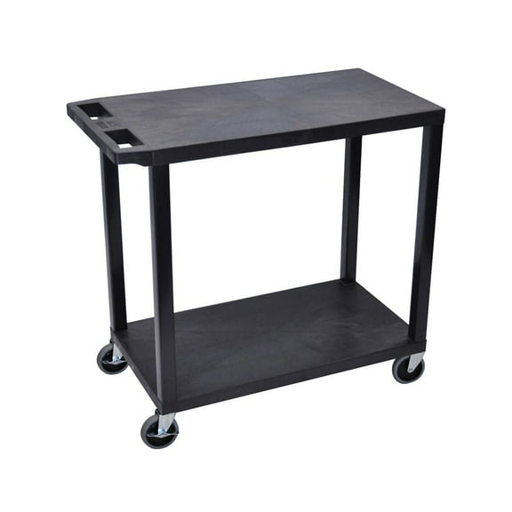 Luxor 18x32 Black Utility Cart with 2 Flat Shelves