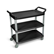 Luxor 19.75" x 40.5" Three Shelf Serving Cart - Black