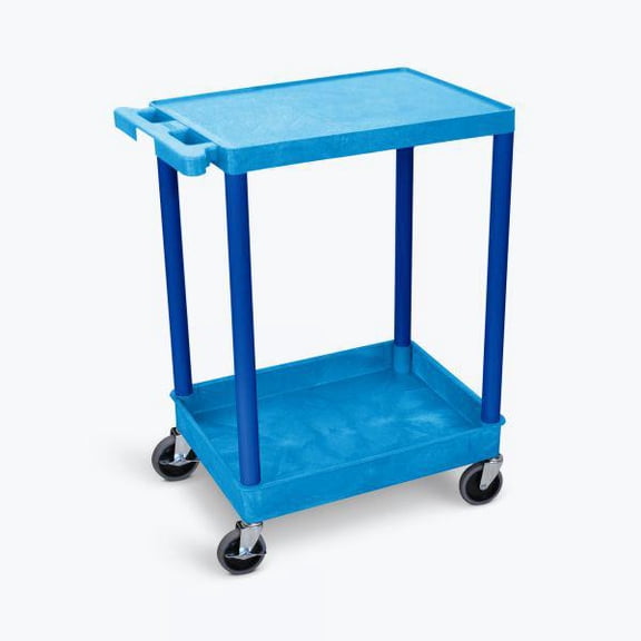 LUXOR BUSTC21BU Flat Top and Tub Bottom Shelf Cart