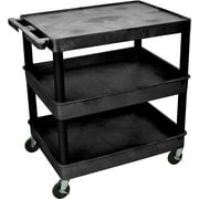Luxor 24 x 32 Three Shelf Combination Flat/Tub/Tub Utility Cart - Black