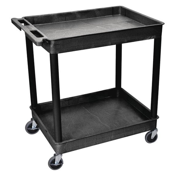 Luxor 24" x 32" Two Shelf Tub Utility Cart - Black