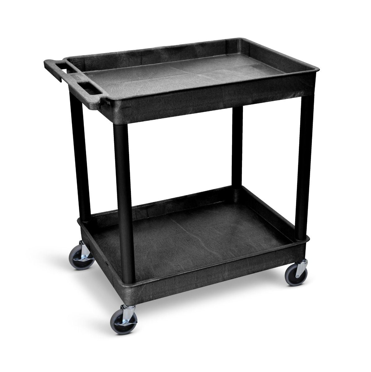 Luxor 24" x 32" Two Shelf Tub Utility Cart Black