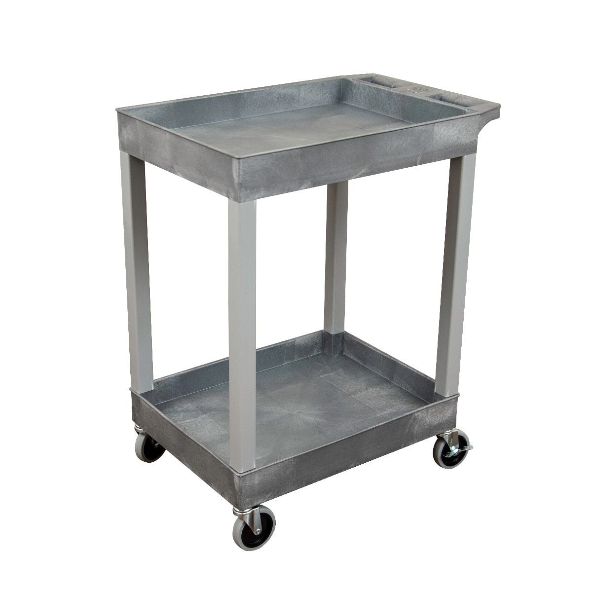 Gray Heavy-Duty Two Shelf Utility Cart with PVC Legs