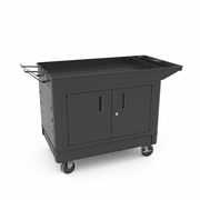 Luxor 25" x 37" Two Shelf Heavy Duty Tub Utility Cart With Pegboard Cabinet - Black