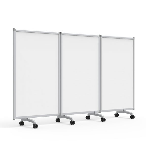 Luxor 3-Panel Mobile Magnetic Whiteboard Room Divider - 91" x 53.5"