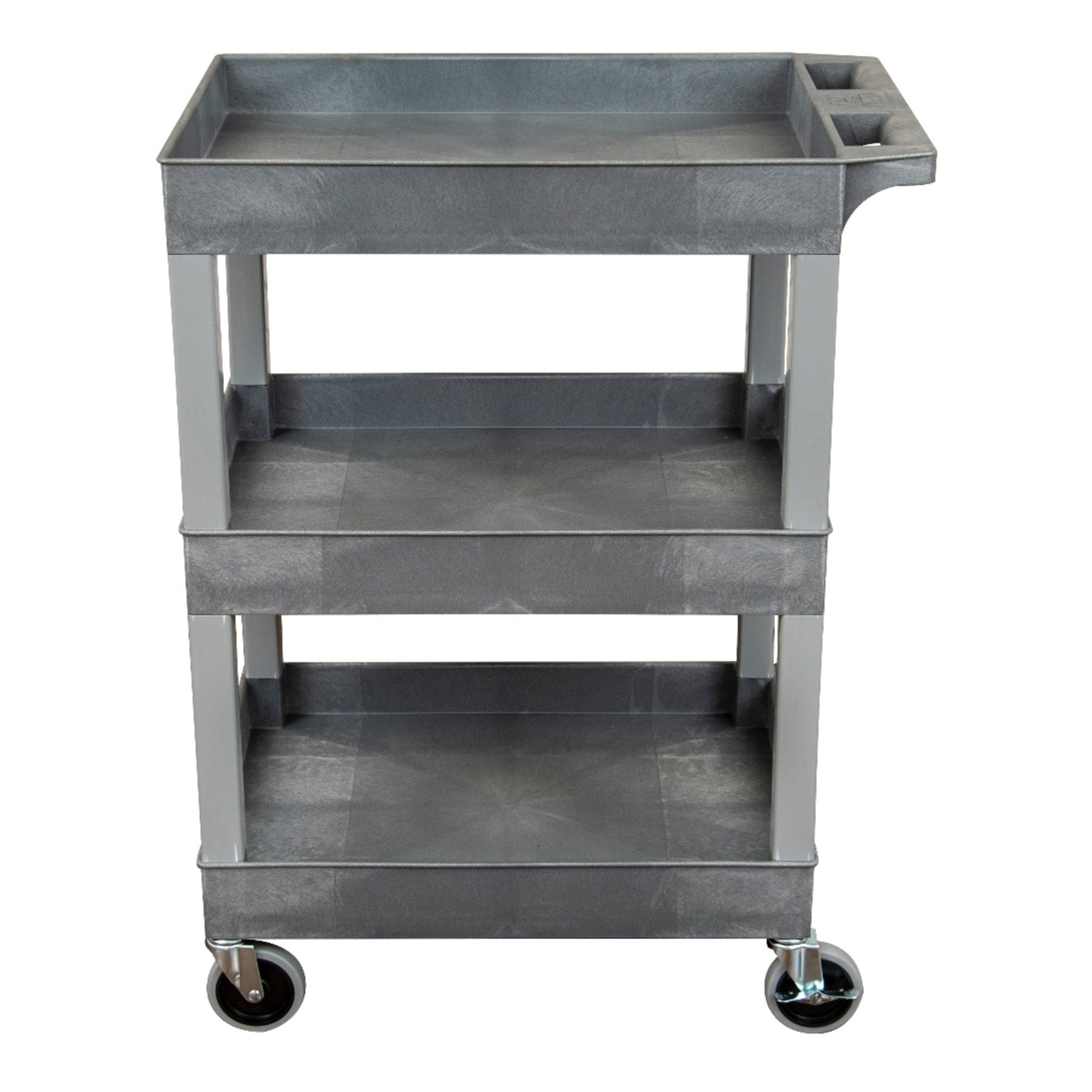 Luxor 3Shelf Plastic Utility Cart, 361/4"H x 24"W x 18"D, Gray
