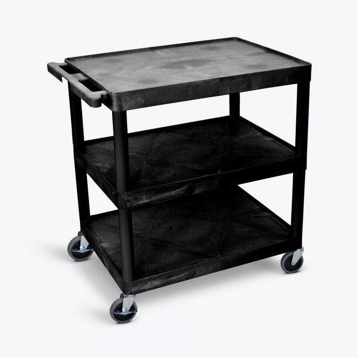 Black 3-Shelf Heavy-Duty Utility Cart with Wheels