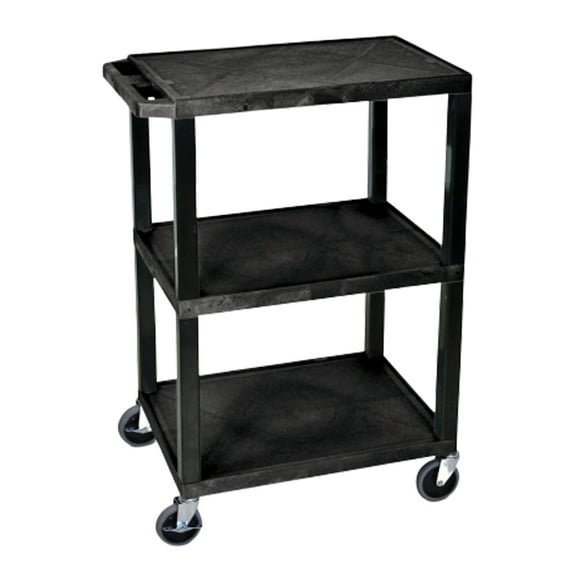 Luxor 300 lb. 24" x 18"" 3-Shelf Black Utility Cart