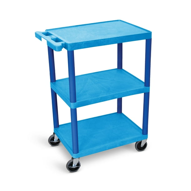 Luxor 18" x 24" Three Shelf Flat Utility Cart Blue