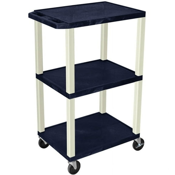 Luxor 300 lb. 24" x 18" 3-Shelf Topaz Blue Utility Cart