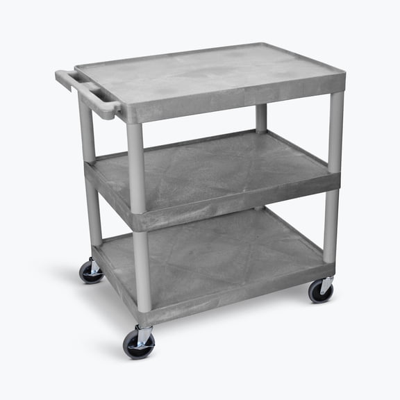 LUXOR HE33-G Utility Cart - 3 Shelves Structural Foam Plastic
