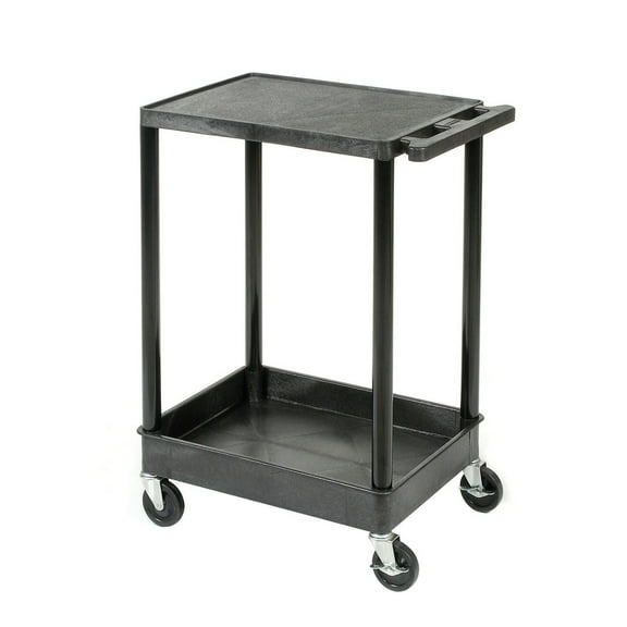 Luxor 330475 Flat Top Shelf 2 Shelf Plastic Utility Cart, 24 x 18 in. - 300 lbs
