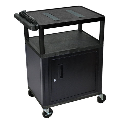 LUXOR LE34C-B 34"H AV Cart - Three Shelves Cabinet