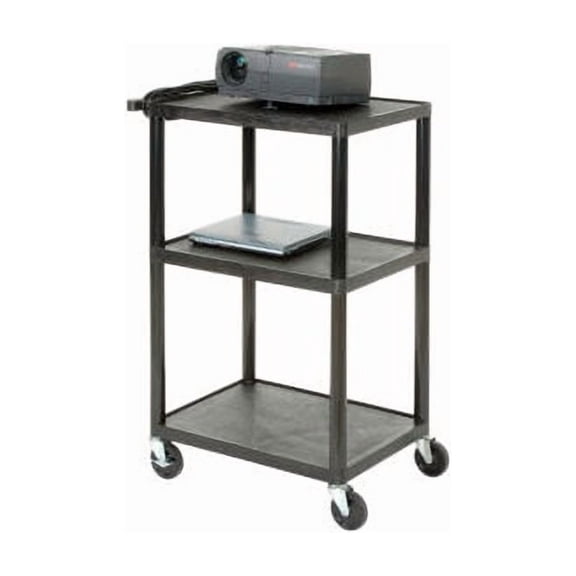 Luxor 18" x 24" x 34" Tuffy Two Shelf Flat Utility Cart With Electrical - Black