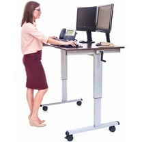 Luxor 47-1/4"W Crank Adjustable Stand Up Desk, Dark Walnut