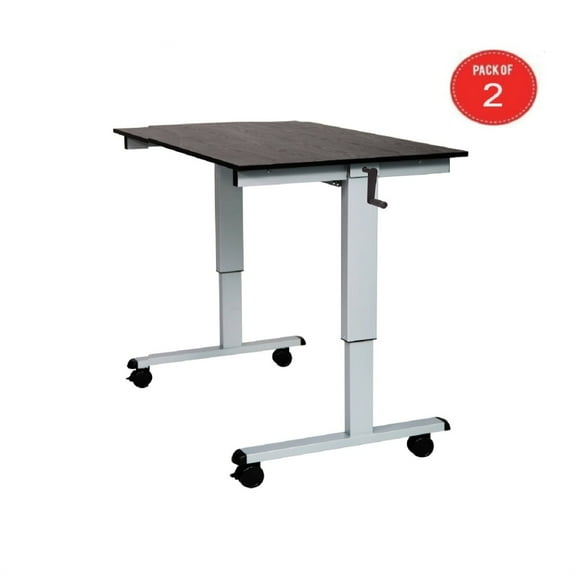 Luxor 48" High Speed Crank Adjustable Desk - Silver/Dark Walnut (Pack of 2)