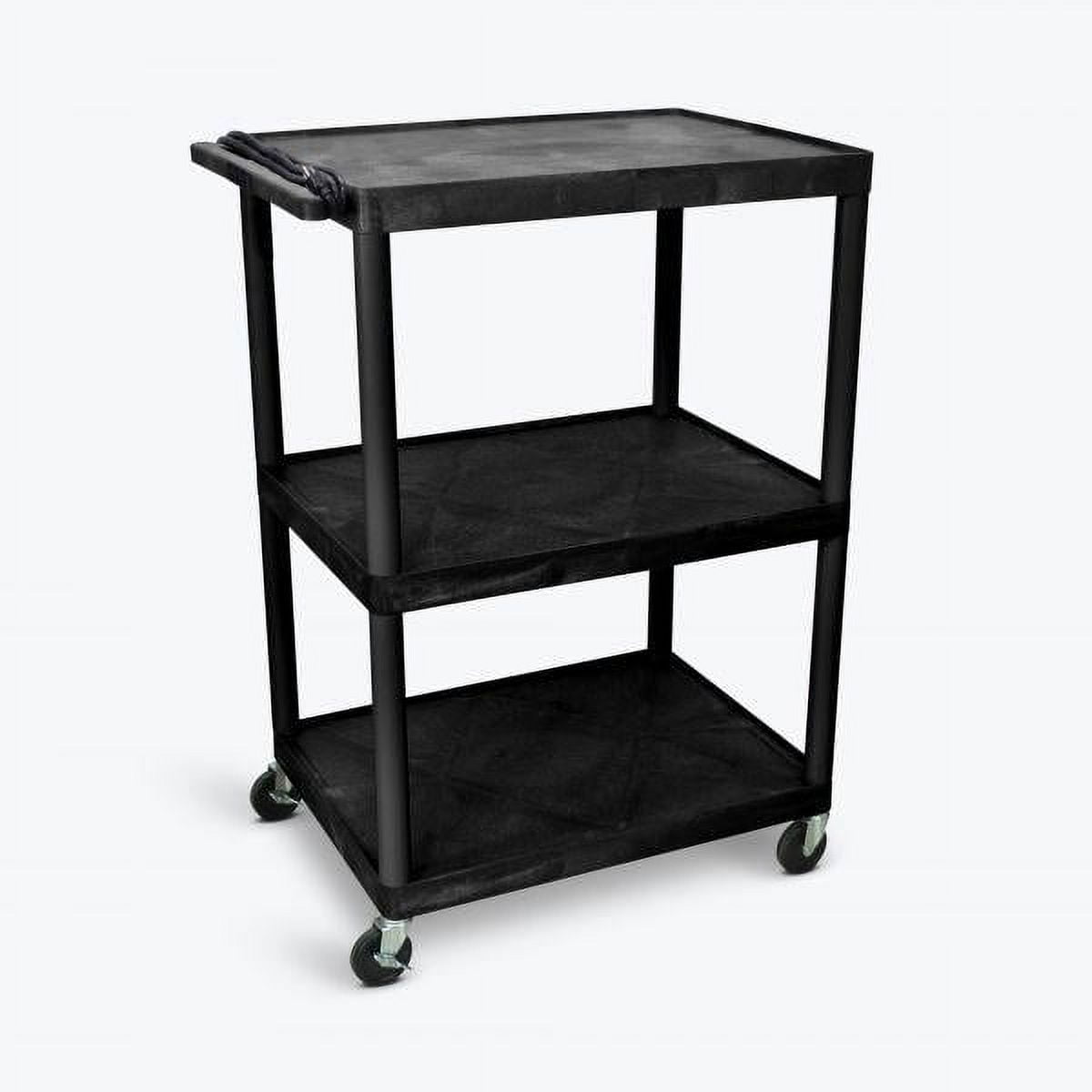 Luxor Black 48" Tall AV Cart with Electric Shelves