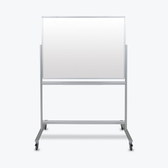Luxor 48"W x 36"H Double-Sided Mobile Magnetic Glass Marker Board