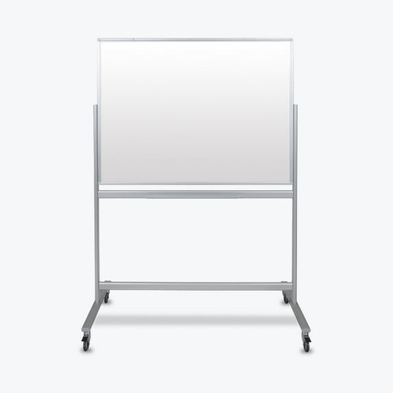 Luxor 48"W x 36"H Double-Sided Mobile Magnetic Glass Marker Board